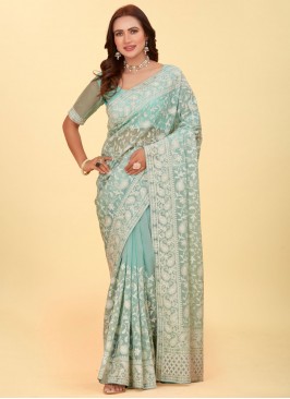 Aqua Blue Sangeet Classic Saree