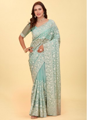 Aqua Blue Sangeet Classic Saree