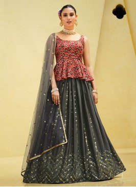 Aristocratic Chinon Grey Embroidered Trendy Leheng