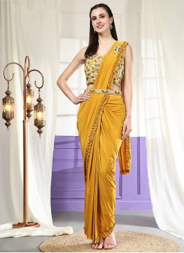 Aristocratic Yellow Imported Trendy Saree