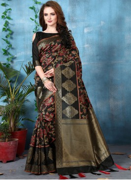 Art Banarasi Silk Traditional Saree in Black
