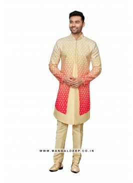 Art Silk Men's IndoWestern with Sequins & Embroide