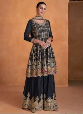 Aspiring Chinon Black Readymade Salwar Kameez