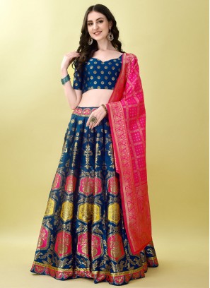 Aspiring Violet Jacquard Silk Lehenga Choli