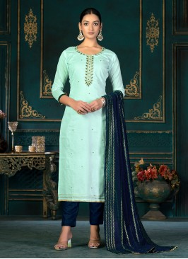 Attractive Cotton Designer Aqua Blue Trendy Salwar