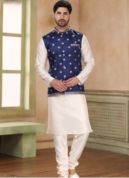 Attractive Blue Banarasi Jaquard silk with chudida