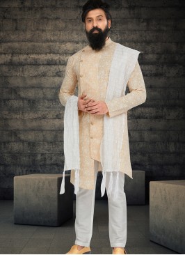Attractive Piach and Off White Indo Western Ensemble