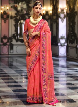 Attractive Meenakari Reception Traditional Saree