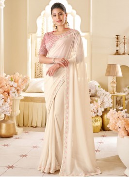 Attractive Off White Designer Saree