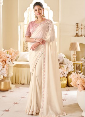 Attractive Off White Designer Saree