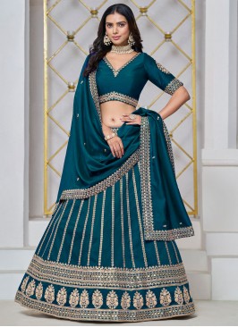 Auspicious Embroidered Art Silk Morpeach  Trendy Lehenga Choli