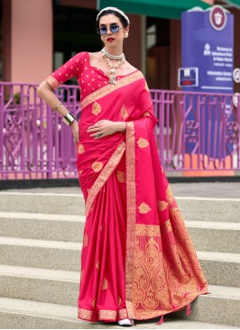 Auspicious Weaving Rani and Red Trendy Saree