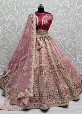 Awesome Dori Work Velvet Pink Designer Lehenga Choli