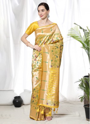 Banarasi Silk Classic Saree in Yellow