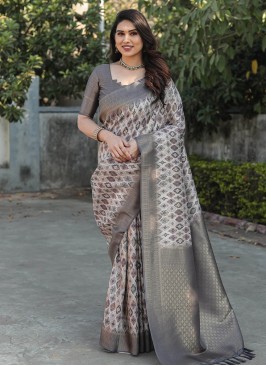 Banarasi Silk Contemporary Saree in Grey