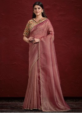 Banarasi Silk Cutwork Trendy Saree in Maroon and Rani