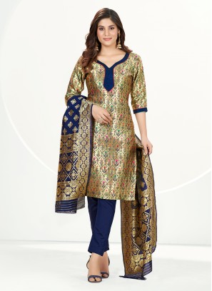 Banarasi Silk Gold Pant Style Suit