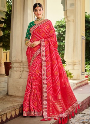 Banarasi Silk Pink Weaving Classic Saree