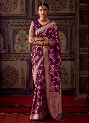 Banarasi Silk Purple Contemporary Saree