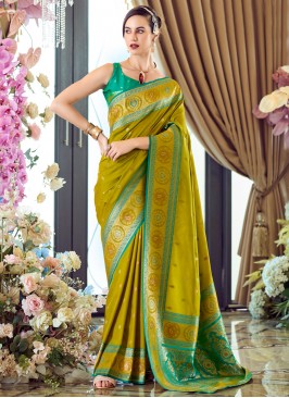 Banarasi Silk Weaving Designer Saree in Green