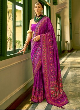 Banarasi Silk Weaving Designer Saree in Magenta and Purple