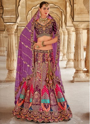 Banarasi Silk Zari Lehenga Choli in Multi Colour