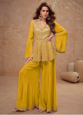 Baronial Embroidered Yellow Trendy Salwar Kameez 