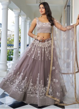 Beauteous Grey Net Trendy Lehenga Choli