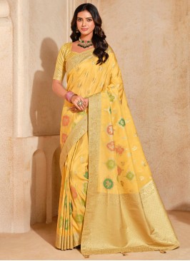 Beauteous Yellow Trendy Saree