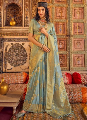 Beautiful Blue Ceremonial Contemporary Saree