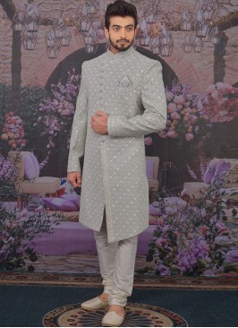 Beautiful Grey Color Function Wear Designer Sherwa