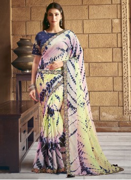 Beautiful Multi Colour Party Traditional Saree