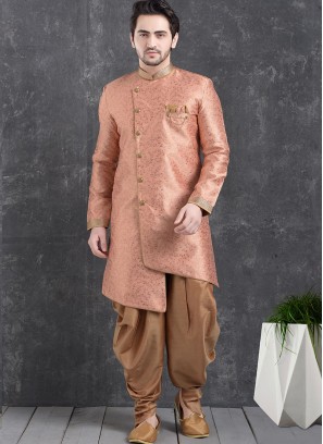 Beautiful Pink Color Function Wear Indo Western Kurta Pajama