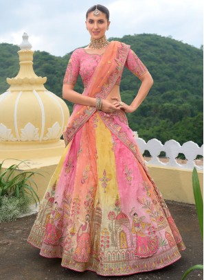 Beckoning Silk Multi Colour Khatli Work Trendy Lehenga Choli