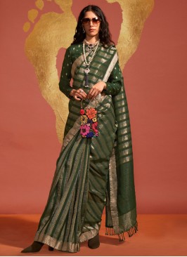 Bedazzling Viscose Green Contemporary Saree