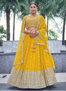 Bedazzling Yellow pure-dola Readymade Lehenga Choli