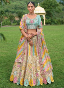 Beige Silk Ceremonial Designer Lehenga Choli