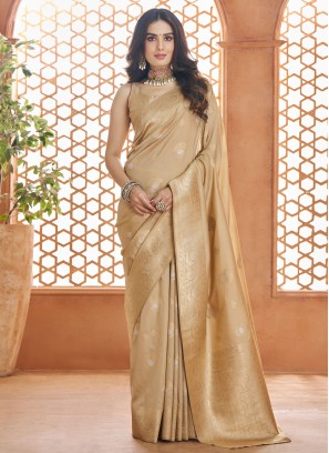 Beige Weaving Festival Trendy Saree