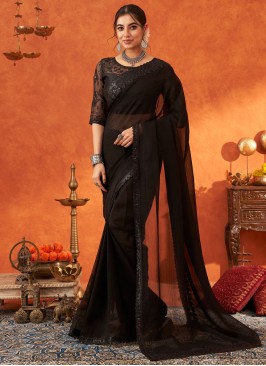 Black and Brown Sequins Classic Saree