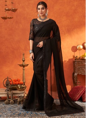 Black and Brown Sequins Classic Saree