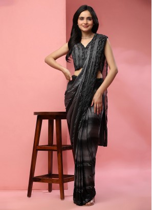 Black and Grey Stone Trendy Saree