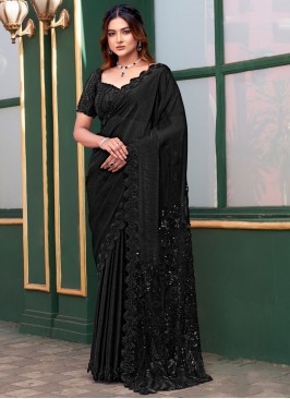 Black Ceremonial Fancy Fabric Designer Saree