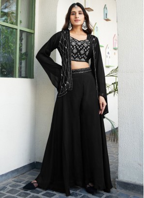 Black Chinon Mirror Trendy Salwar Kameez