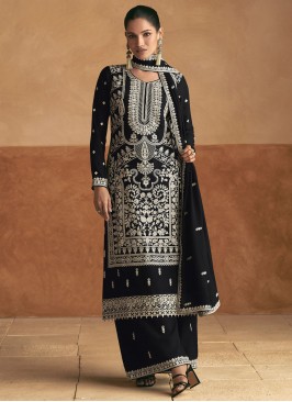 Black Chinon Party Trendy Salwar Kameez