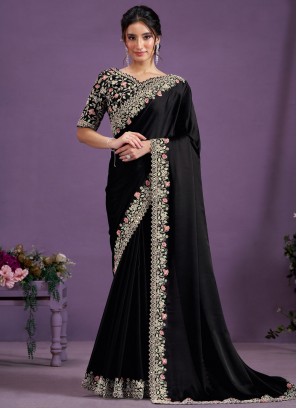 Black Color Contemporary Saree