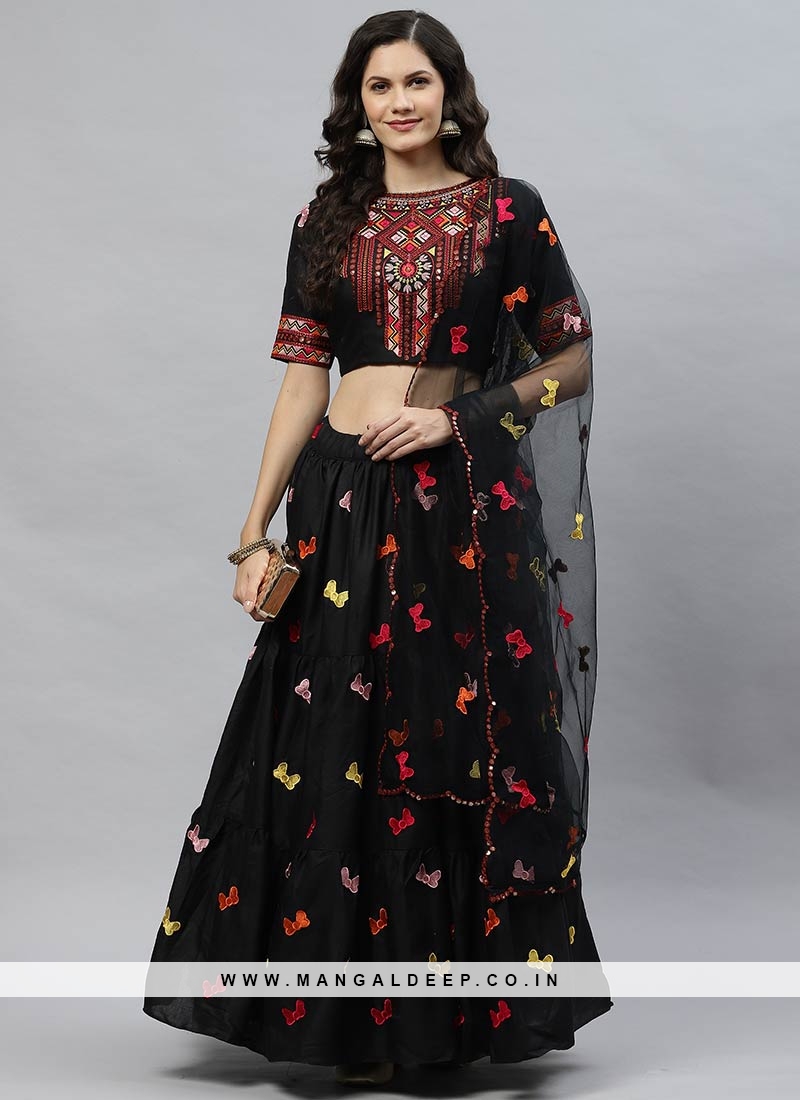 Black Color Cotton Fabric Party Look Fabulous Gown With Koti