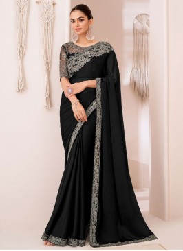 Black Embroidered Ceremonial Traditional Saree