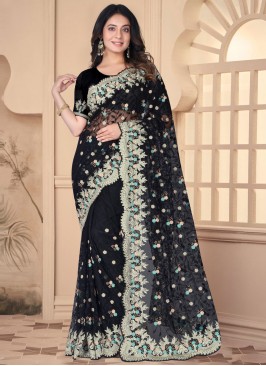 Black Embroidered Classic Saree