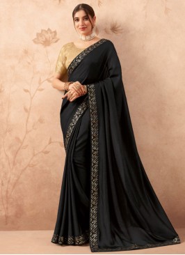 Black Fancy Fabric Contemporary Saree