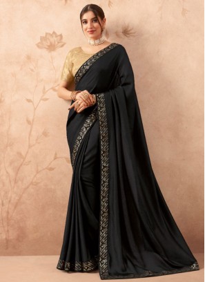 Black Fancy Fabric Contemporary Saree